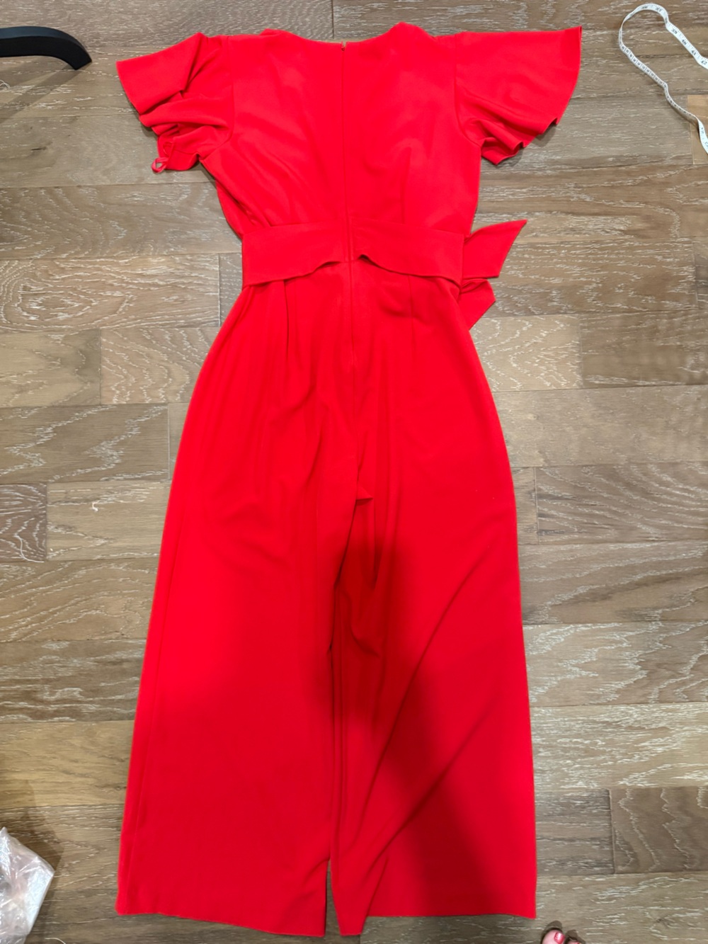 Preston & York Bright Red V-Neck Tie-Waist Wide-Leg Jumpsuit - Picture 6 of 10